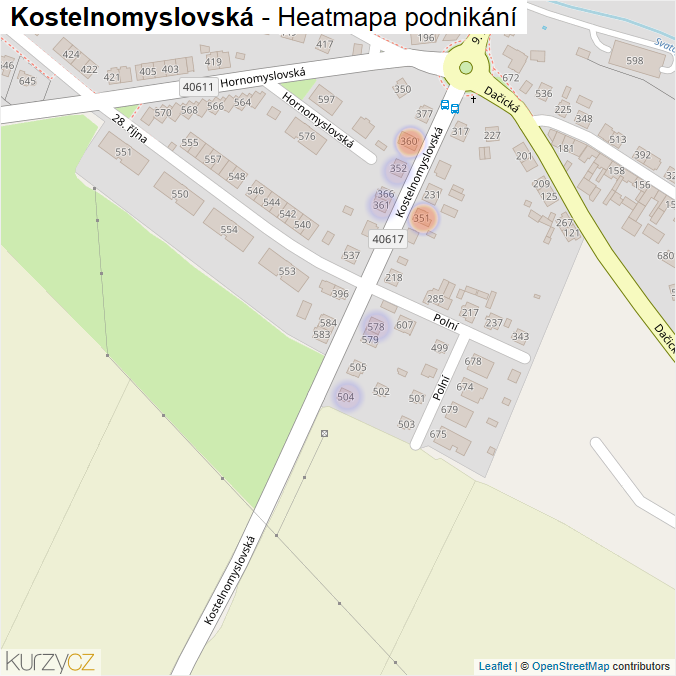 Mapa Kostelnomyslovská - Firmy v ulici.