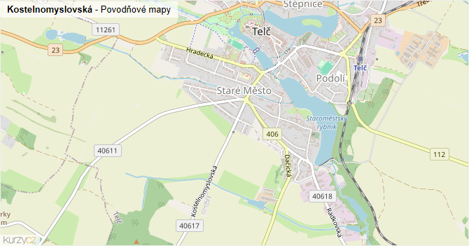 Kostelnomyslovská - záplavové mapy stoleté vody