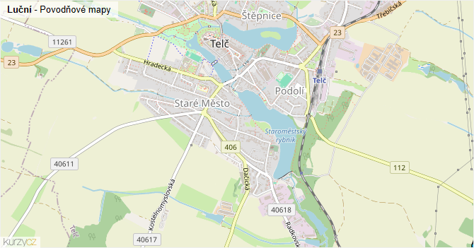 Luční - záplavové mapy stoleté vody