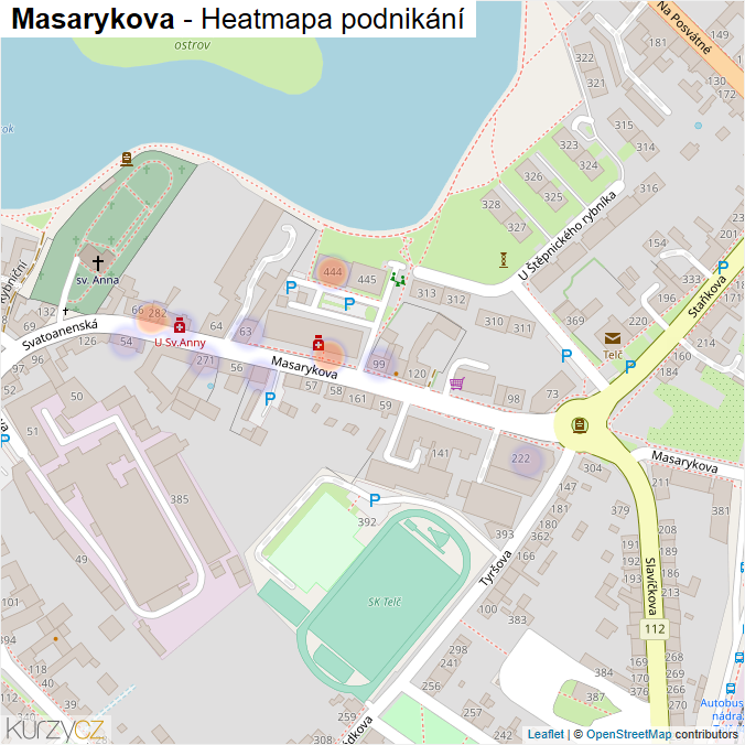 Mapa Masarykova - Firmy v ulici.