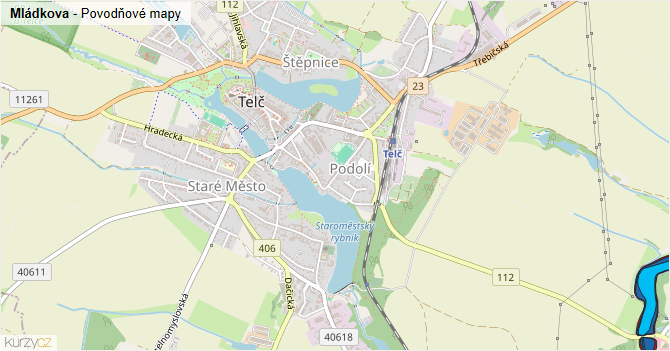 Mládkova - záplavové mapy stoleté vody