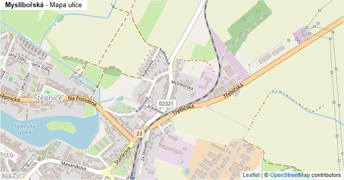 Myslibořská - mapa ulice