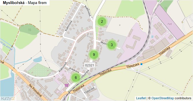 Myslibořská - mapa firem