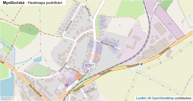Myslibořská - mapa podnikání