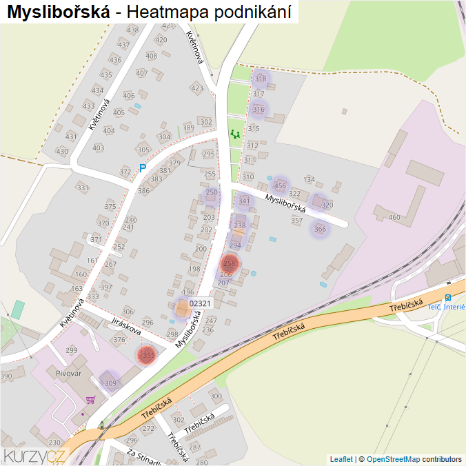 Mapa Myslibořská - Firmy v ulici.