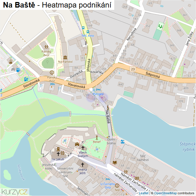 Mapa Na Baště - Firmy v ulici.