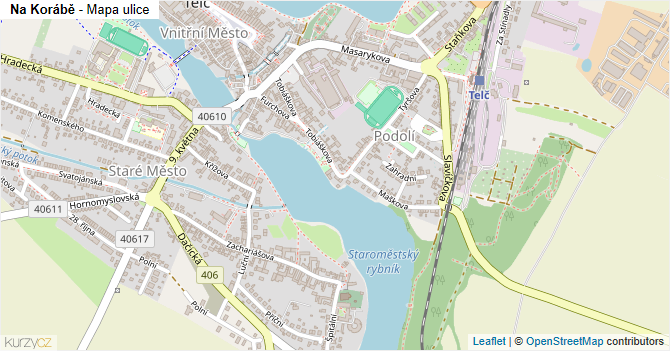 Na Korábě - mapa ulice