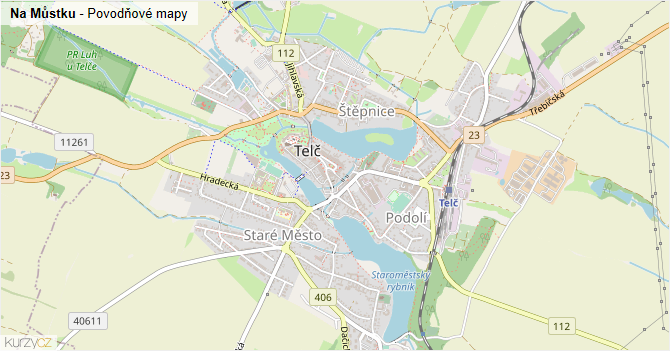 Na Můstku - záplavové mapy stoleté vody