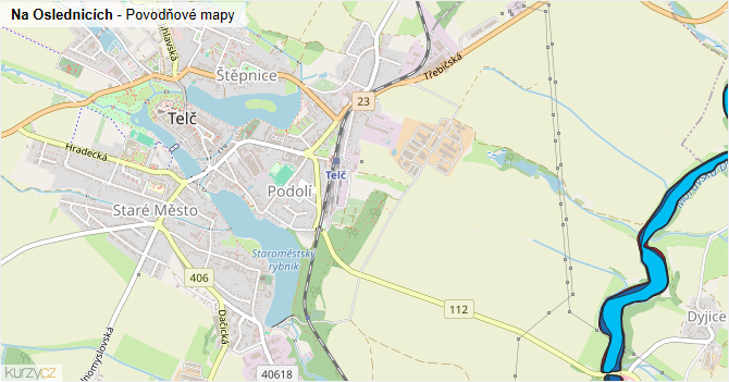 Na Oslednicích - záplavové mapy stoleté vody