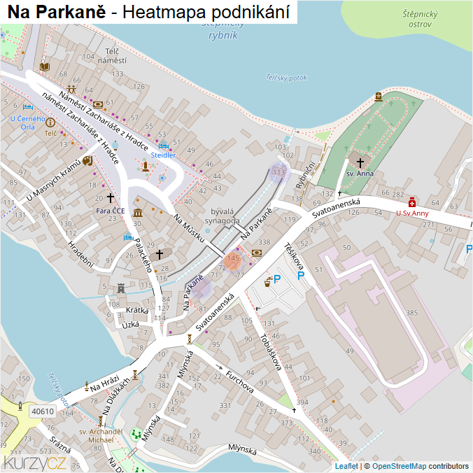 Mapa Na Parkaně - Firmy v ulici.