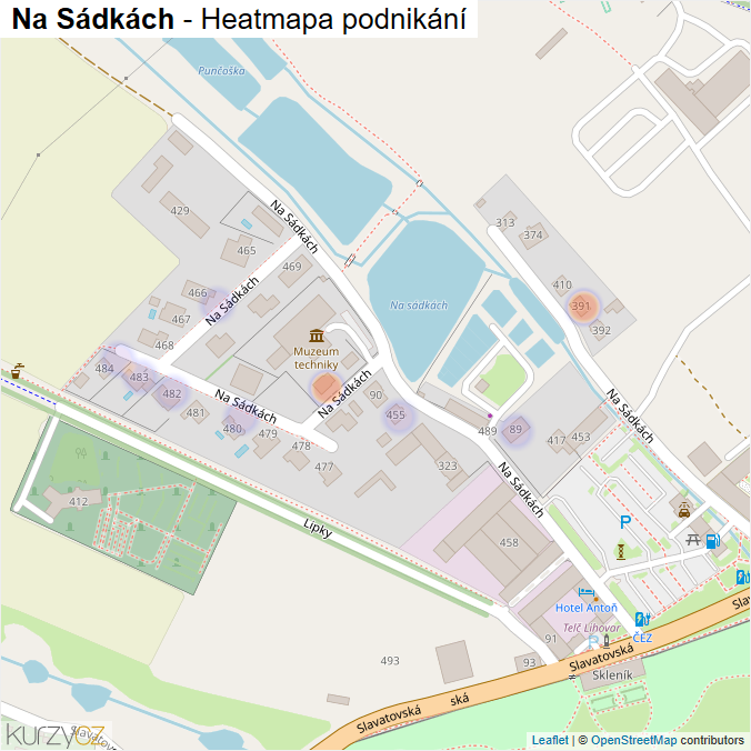 Mapa Na Sádkách - Firmy v ulici.