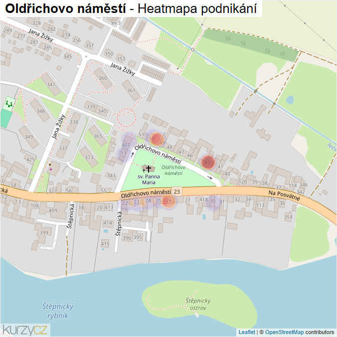 Mapa Oldřichovo náměstí - Firmy v ulici.