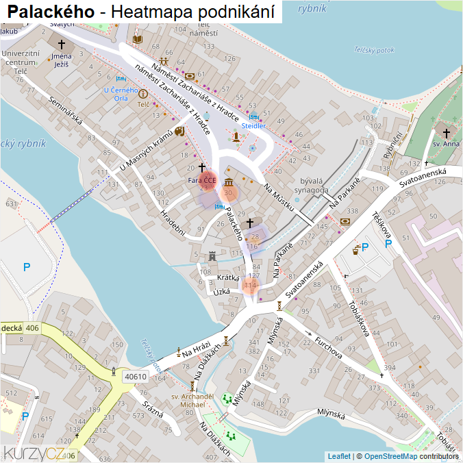 Mapa Palackého - Firmy v ulici.