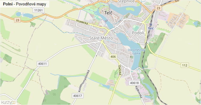 Polní - záplavové mapy stoleté vody