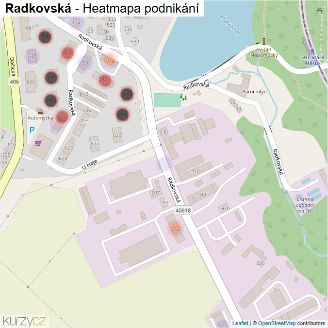 Mapa Radkovská - Firmy v ulici.