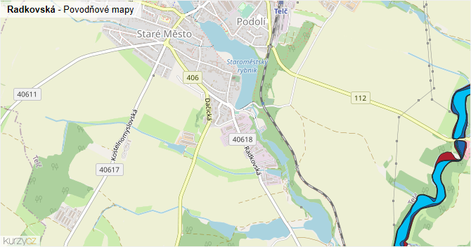 Radkovská - záplavové mapy stoleté vody