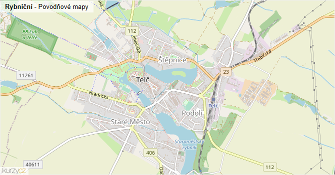 Rybniční - záplavové mapy stoleté vody