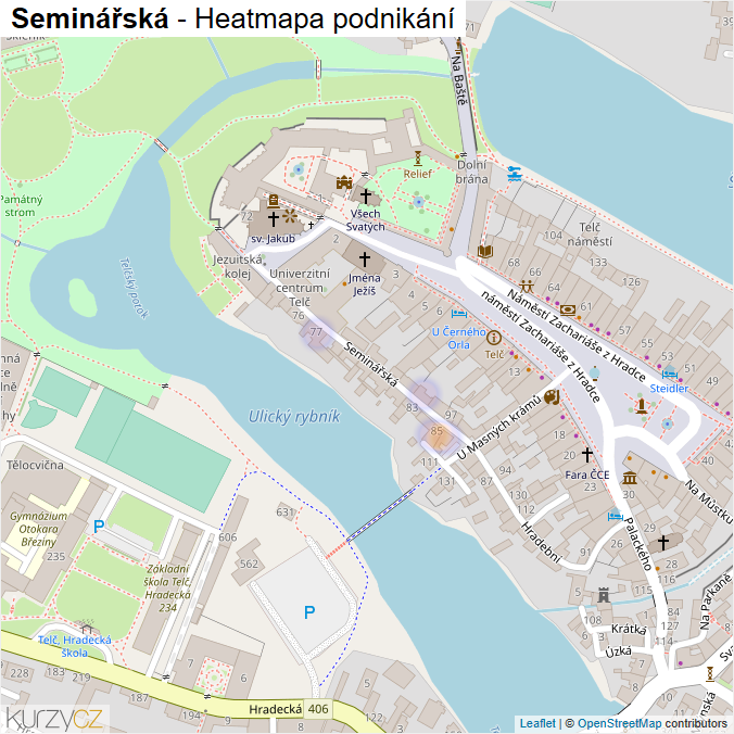 Mapa Seminářská - Firmy v ulici.