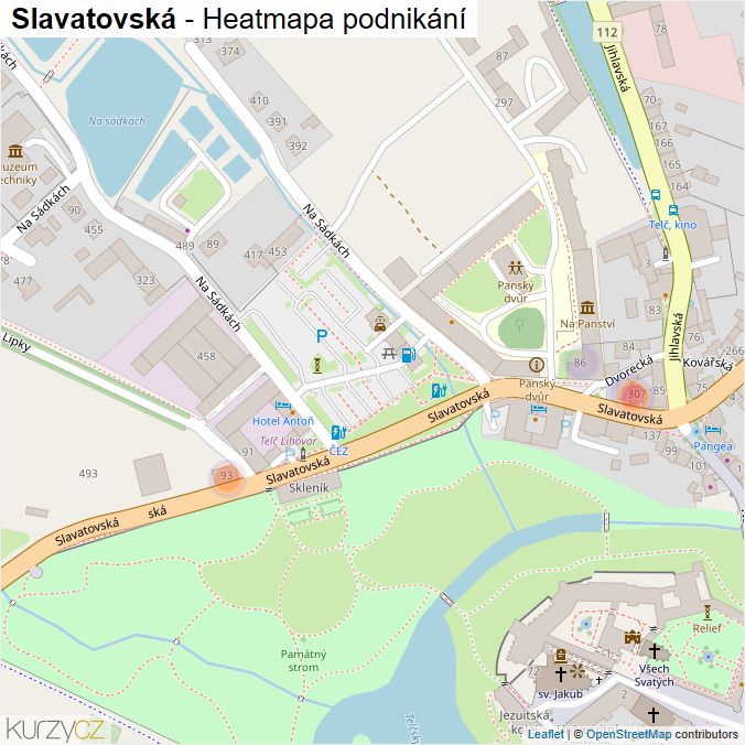 Mapa Slavatovská - Firmy v ulici.