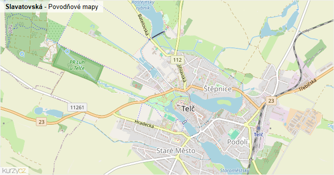 Slavatovská - záplavové mapy stoleté vody