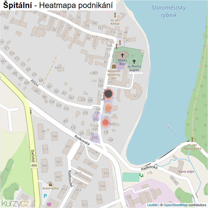 Mapa Špitální - Firmy v ulici.