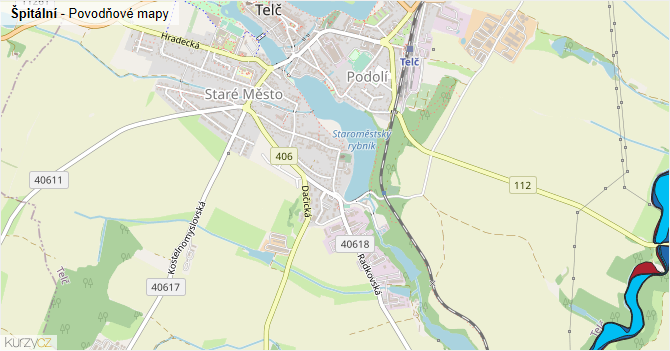 Špitální - záplavové mapy stoleté vody