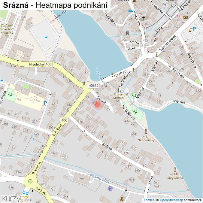 Mapa Srázná - Firmy v ulici.