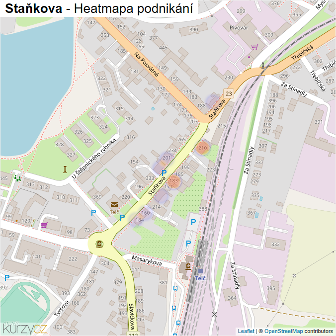 Mapa Staňkova - Firmy v ulici.