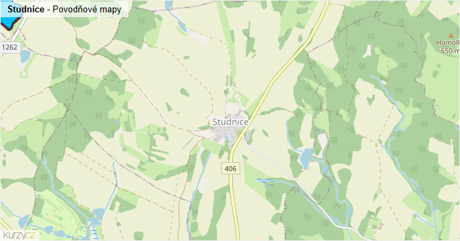 Studnice - záplavové mapy stoleté vody