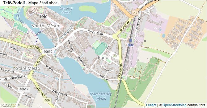 Telč-Podolí - mapa části obce