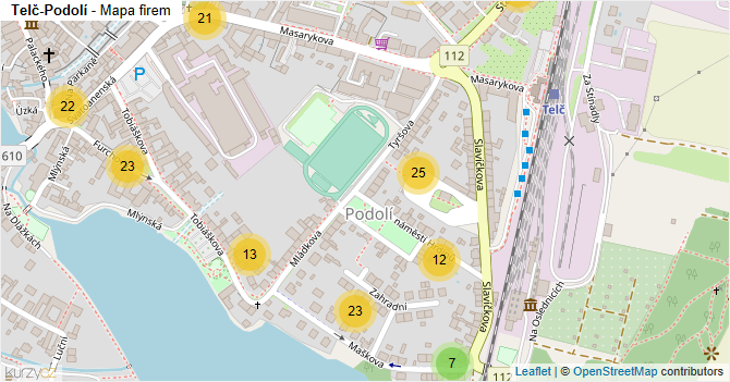 Telč-Podolí - mapa firem