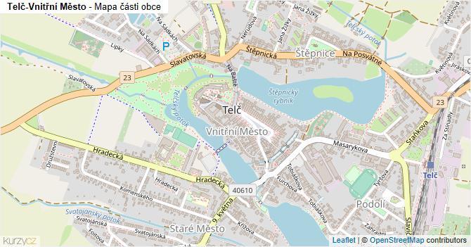 Telč-Vnitřní Město - mapa části obce
