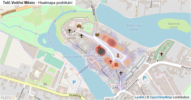 Telč-Vnitřní Město - mapa podnikání