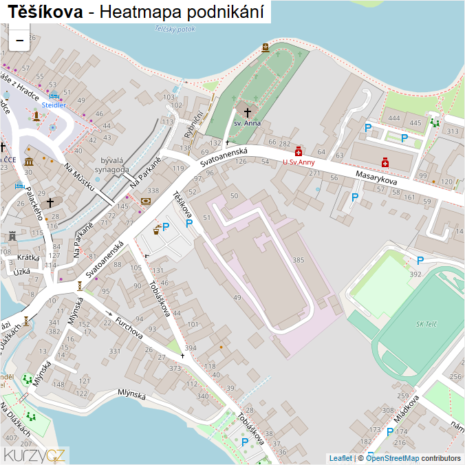 Mapa Těšíkova - Firmy v ulici.
