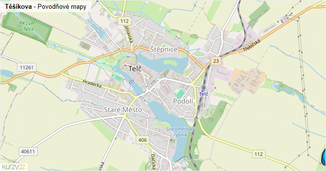 Těšíkova - záplavové mapy stoleté vody