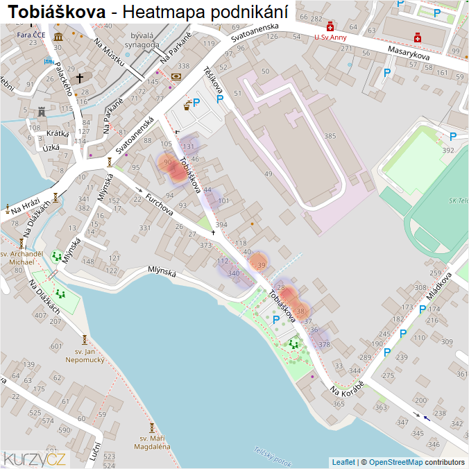 Mapa Tobiáškova - Firmy v ulici.