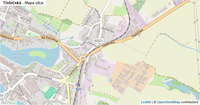 Třebíčská - mapa ulice