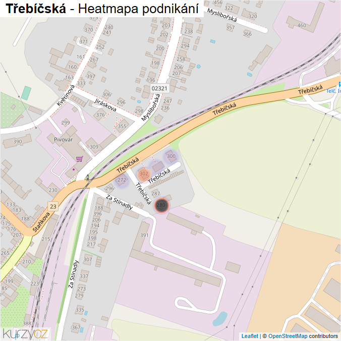 Mapa Třebíčská - Firmy v ulici.
