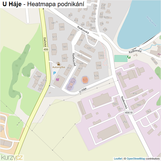 Mapa U Háje - Firmy v ulici.