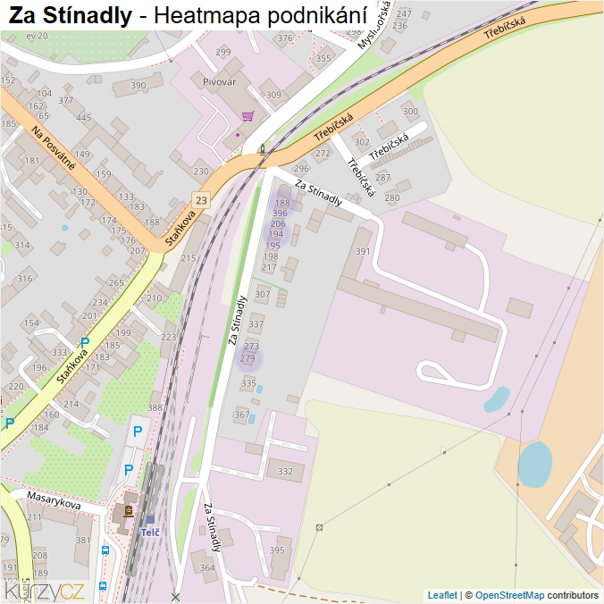 Mapa Za Stínadly - Firmy v ulici.