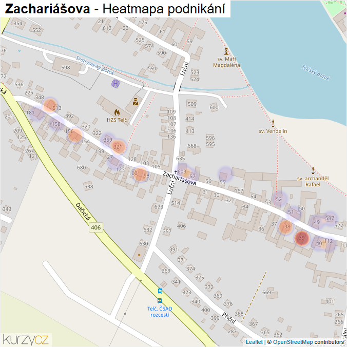 Mapa Zachariášova - Firmy v ulici.