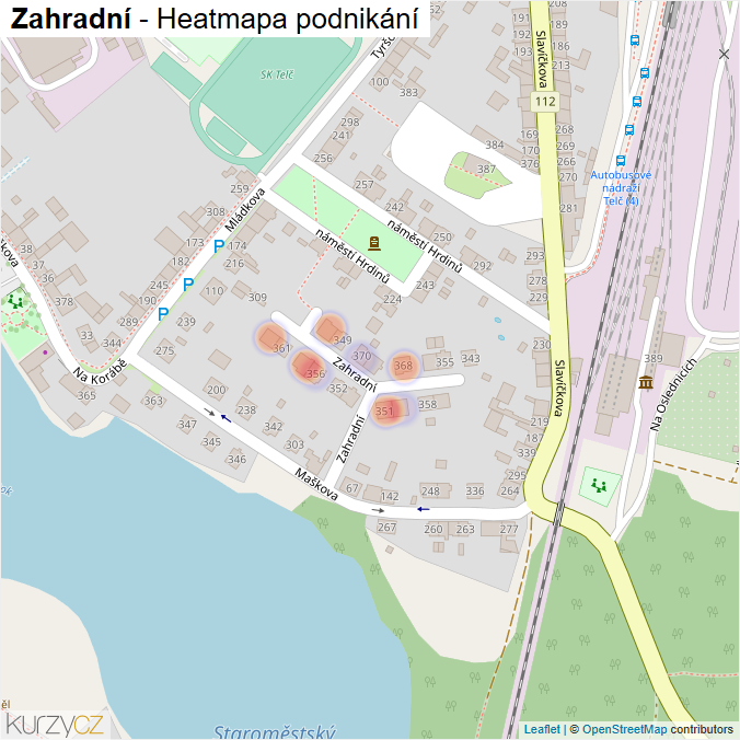 Mapa Zahradní - Firmy v ulici.