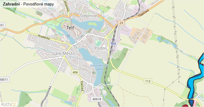 Zahradní - záplavové mapy stoleté vody
