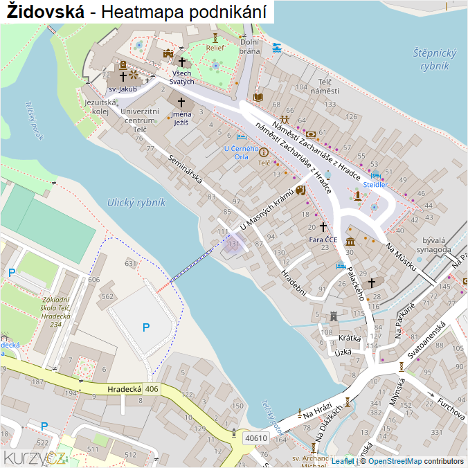 Mapa Židovská - Firmy v ulici.