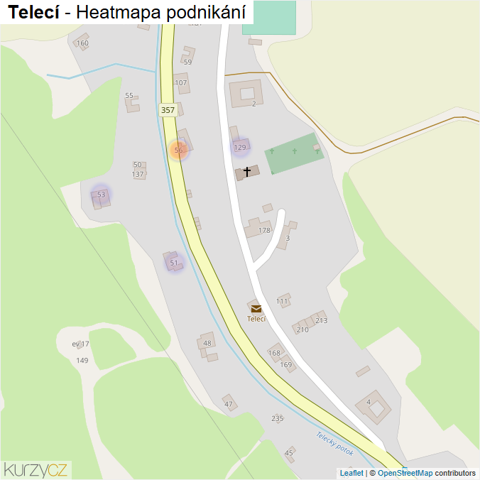 Mapa Telecí - Firmy v části obce.
