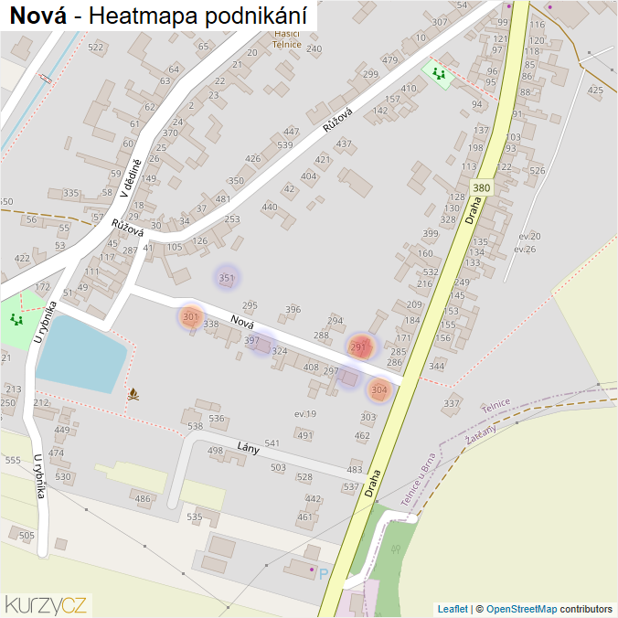 Mapa Nová - Firmy v ulici.