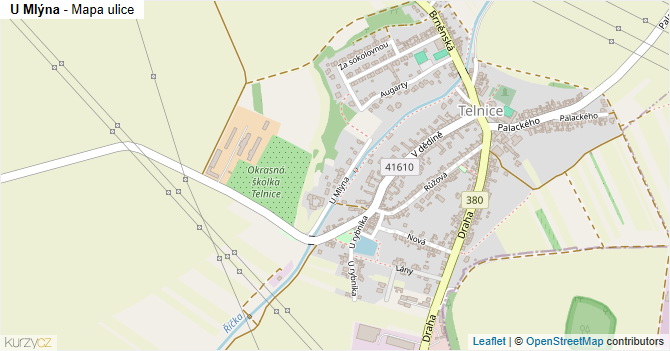 U Mlýna - mapa ulice