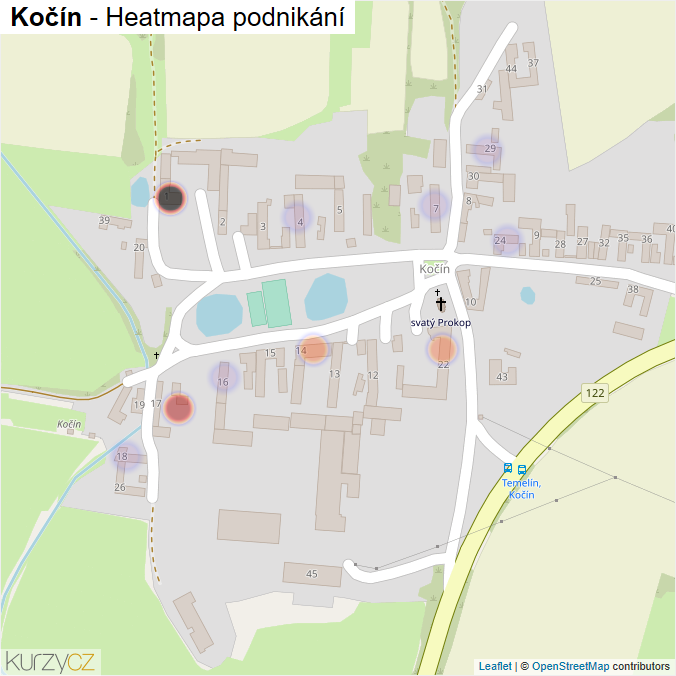 Mapa Kočín - Firmy v části obce.