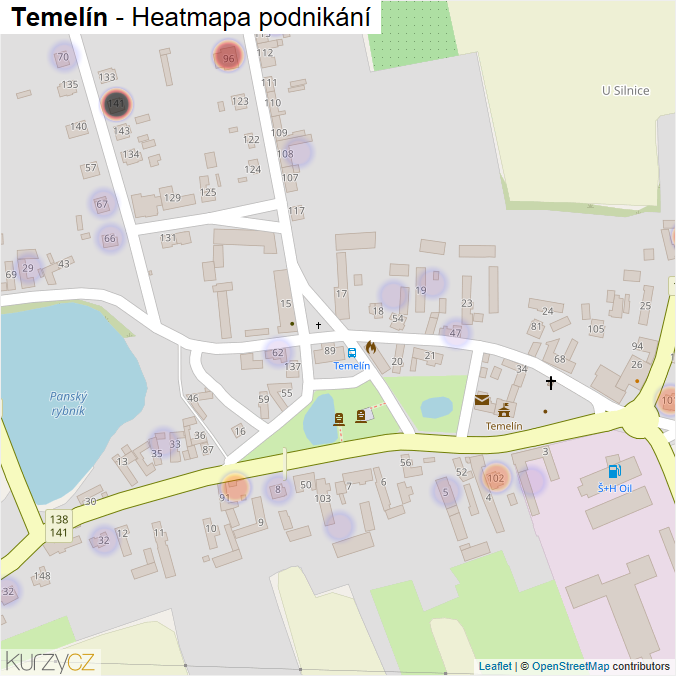Mapa Temelín - Firmy v části obce.
