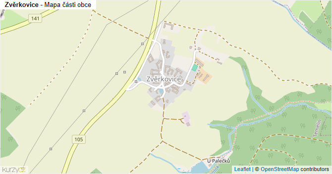 Zvěrkovice - mapa části obce